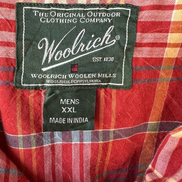 Woolrich Plaid Shirt XXL Rust Red Cotton Button Front Fall Outdoor Workwear - Picture 6 of 8